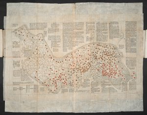 Haejwa chondo - Korean niemimaan kartta, joka luotiin alun perin n. 1820 (värinen kaiverrus) tekijältä School Korean
