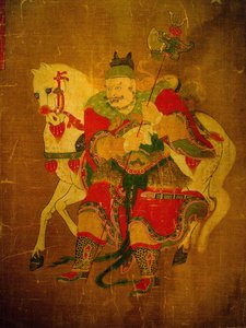 Helvetin sanansaattaja hevosen kanssa, maalaus hamppurullalle, Joseon-kausi, Kree. Soulin kansallismuseo, Korean tasavalta