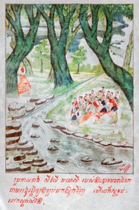 Mahajanaka Jataka. (kaiverrus, n. 1910) tekijältä School Laotian