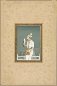 Prinssin muotokuva haukan kanssa tekijältä School Mughal