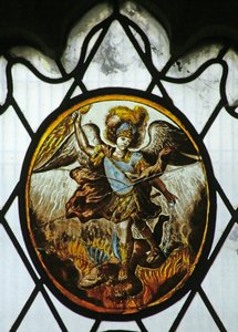Roundel: St Michael (lasimaalaus) tekijältä School Netherlandish