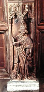 St. Gregory, yksi neljästä kirkon latinalaisista isästä (puu) tekijältä School Netherlandish