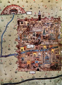 Kartta Erzerumista, Turkista n. 1600 (värilitho)
