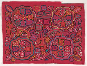 Paitapaneeli (mola), Kuna People, San Blas Islands, noin 1950-luku (applikoitu puuvilla)