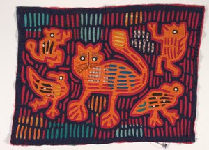 Paitapaneeli (mola), Kuna People, San Blas Islands, noin 1950-luku (applikoitu puuvilla)
