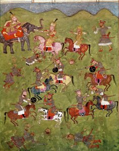 Islamilainen taide: taistelukohtaus. Persialainen miniatyyri Ferdowsin (Firdawsi tai Ferdawsi tai Firdousi) eeppisen runon "Shahnameh" (Shah Nama, Shahnama) (Kuninkaiden kirja) käsikirjoituksesta, n. 940 - noin 1020 tekijältä School Persian