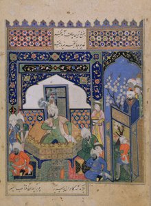 Or.2838 f.20v Timur valtaistuimella Balkhissa, persia (vellum) tekijältä School Persian