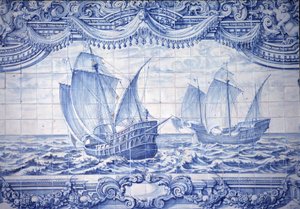 Karavelit 1400-1600-luvulla, azulejos, Lissabonin ympäristössä, Portugalissa.