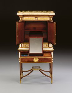 Venäläinen ormolu-asennettu valkoinen marmori ja mahonki bonheur du jour, n. 1790 (ormolu, marmori ja mahonki) tekijältä School Russian