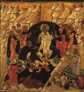Anastasis (Kristuksen laskeutuminen helvettiin), venäläinen ikoni, 1600-luvun loppu