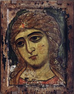 Arkkienkeli Gabriel - Arkkienkeli Gabriel (Kultahiuksinen enkeli) - Venäjän ikoni - n. 1200 - Tempera paneelissa - 49x38,5 - Venäjän valtionmuseo, Pietari