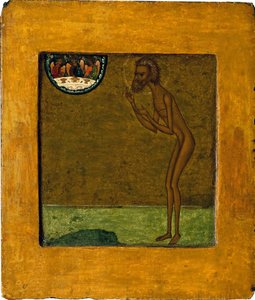 Basil Siunattu tai Pyhä Basilika (Vassili) (1469-1551 tai 1557). Nimetön venäläinen ikoni, tempera puulla, 1500-luvun loppu. Perinteinen Moskovan taide. Valtion Tretjakovin galleria, Moskova. tekijältä School Russian