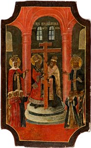 Exaltation de la Sainte Croix (Pyhän ristin korotus) - venäläinen ikoni, tempera puussa tekijältä School Russian
