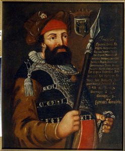Kasakkojen johtajan, Siperian valloittajan ja tutkimusmatkailijan Jermak Timofejevitšin (s. 1532–1542–1585) muotokuva (Kasakkajohtajan ja Siperian valloittajan Jermak Timofejevitšin muotokuva). Anonyymi maalaus, öljy kankaalle tekijältä School Russian