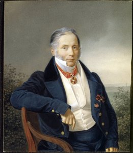Taidemaalari Alexander Sauerweldin (1782-1844) muotokuva. (Muotokuva maalari A. Sauerweldistä). Nimetön maalaus, öljy kankaalle, debyytti 1800-luvulla. venäläistä taidetta tekijältä School Russian