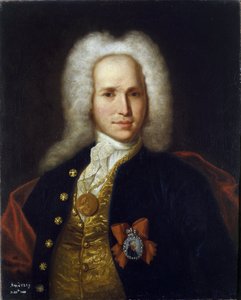 Muotokuva tiedemiehestä, sotainsinööristä ja keksijästä Andrei Nartovista (1683-1756). (Tutkijan, sotainsinöörin ja keksijän A. Nartovin muotokuva). Anonyymi maalaus, öljy kankaalle, noin 1725. Venäläistä taidetta tekijältä School Russian