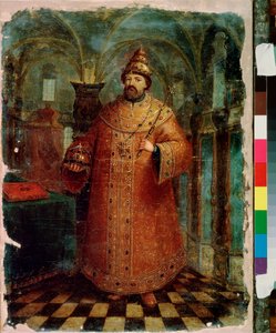 Venäjän tsaari Mikael I:n (1596-1645) muotokuva. Venäläisen mestarin maalaus, öljy kankaalle, 1600-luvun loppu. Vanha perinteinen venäläinen taide. Venäjän valtionmuseo, Pietari. tekijältä School Russian