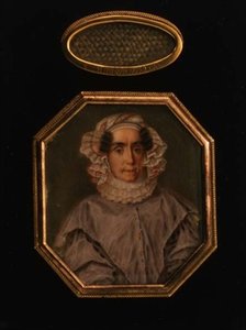 Muotokuva Praskovja Mikhailovna Tolstayasta (1777-1844), hiusristikko, n. 1844 (akvarelli ja guassi) tekijältä School Russian
