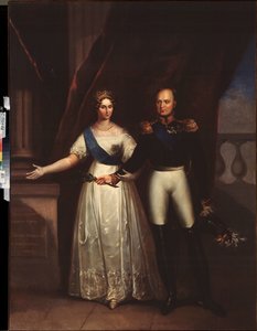 Muotokuvia keisari Aleksanteri I:stä (1777-1825) vaimonsa kanssa (Elisabeth Alekseijevna, s. Badenin prinsessa Louise Augusta tekijältä School Russian