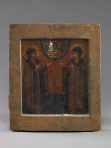 Pyhät Boris ja Gleb, 1700-luvun alku (tempera ja paperi puulle). tekijältä School Russian