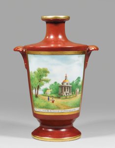 Maljakko, joka kuvaa zaporožilaista kasakkaa, n. 1825 (posliini) tekijältä School Russian
