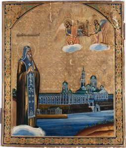 Saint Nil de Stolbensk (kuolema en 1554) - Pyhä Nilus Seliger-järvellä - Venäjän ikoni tekijältä School Russian