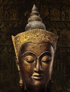 Ayutthaya-tyylinen kruunatun Buddha-kuvan pää (pronssi)