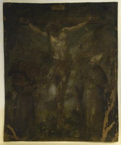 Ristiinnaulitseminen (Madonna On Verso) (öljy kuparilla) tekijältä School Spanish