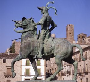 Francisco Pizarron (n. 1478-1541) ratsastuspatsas (pronssi)