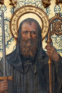 Eremitaasi (Nuestra Señora de La Plazan Eremitaasi). Sisätilat. Alttari. Yksityiskohta. Alttari (maalaus) tekijältä School Spanish