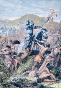 Hernan Cortes Otumban taistelussa Meksikossa