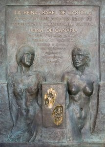 Isabel Castillan muistomerkki Alcazarin puutarhassa (pronssi) tekijältä School Spanish
