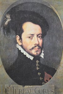 Hernan Cortesin muotokuva (väri litho) tekijältä School Spanish