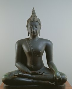 Buddha istuu meditaatiossa, Sukhothai-tyyli (pronssi)