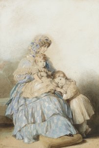 Ranskan kuningatar Maria Amalia, Nemoursin herttuan prinssi Louisin lasten kanssa, 1845 tekijältä School of Franz Xaver Winterhalter