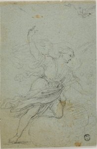 Enkeli Annunciate (etusivu); Simson ja leijona (kääntöpuoli). tekijältä School of Guido Reni