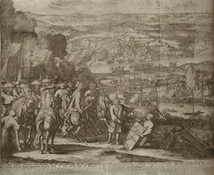 Venäjän joukot piirittivät turkkilaisen Azovin linnoituksen vuonna 1696, um 1700 tekijältä Schoonebeek
