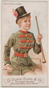 Coaching Horn, Musical Instruments -sarjasta N82 Duke-tuotemerkin savukkeille, 1888, 1888. tekijältä Schumacher and Ettlinger