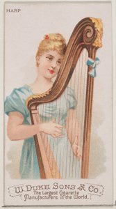 Harppu, Musical Instruments -sarjasta N82 Duke-tuotemerkin savukkeille, 1888, 1888. tekijältä Schumacher and Ettlinger