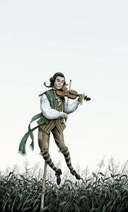 Barokkiviulupelätin, 2006 (raapalevy, väritetty digitaalisesti) tekijältä Scott McKowen