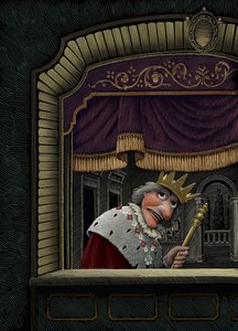Exit the King, 2016 (raaputusalusta, väritetty digitaalisesti) tekijältä Scott McKowen