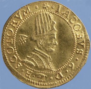 4-kiloiset skottit (hattu-kappale) James VI:sta, Edinburgh Mint, 1591 (kääntöpuoli) (kulta) (katso kääntöpuoli 244626)