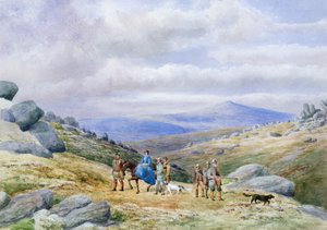Shooting Party in the Highlands, 1868 (wc paperilla) tekijältä Scottish School