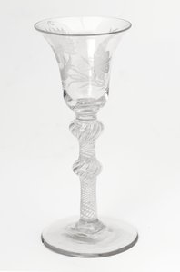 Kaiverrettu Jacobite airtwist juomalasi, n. 1760 (lasi) tekijältä Scottish School