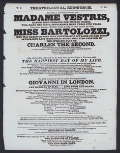 Teatteriohjelma Theatre Royalille, Edinburgh, 9. lokakuuta 1829 (litho) tekijältä Scottish School