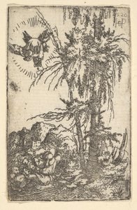Joachim vastaanottamassa lupauksen Neitsyen syntymästä, 1520. tekijältä Sebald Beham