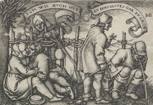 Talonpojat aidan takana, talonpoikien juhlasta tai kaksitoista kuukautta, 1546-47. tekijältä Sebald Beham