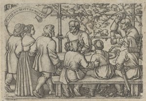 Talonpoikien juhla, talonpoikien juhlasta tai kaksitoista kuukautta, 1546-47. tekijältä Sebald Beham