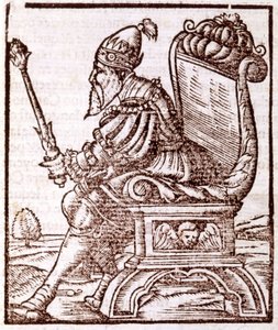 Qubilai (Kubilai Khan, Mongolian Yuan-dynastian ensimmäinen keisari (1215-1294) - S. Munsterin "" Cosmographia" -kirjassa, Pariisi