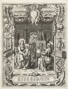 Pyhän Luukkaan killan vaakuna Pyhän Luukkaan maalauksella Madonna ja lapsi, 1620-21